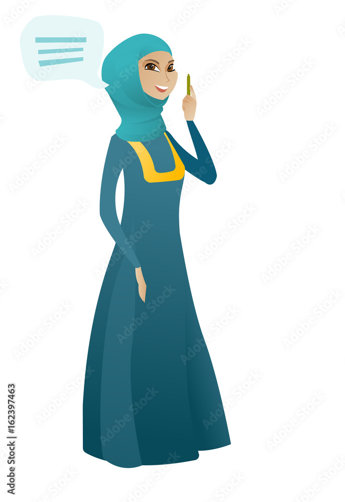 Young muslim business woman with speech bubble Young muslim business woman with speech bubble
