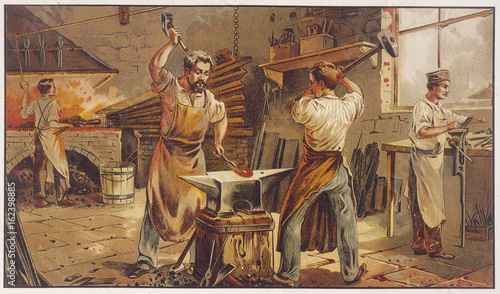 Obraz na płótnie An Iron Foundry - 19th century. Date: circa 1895