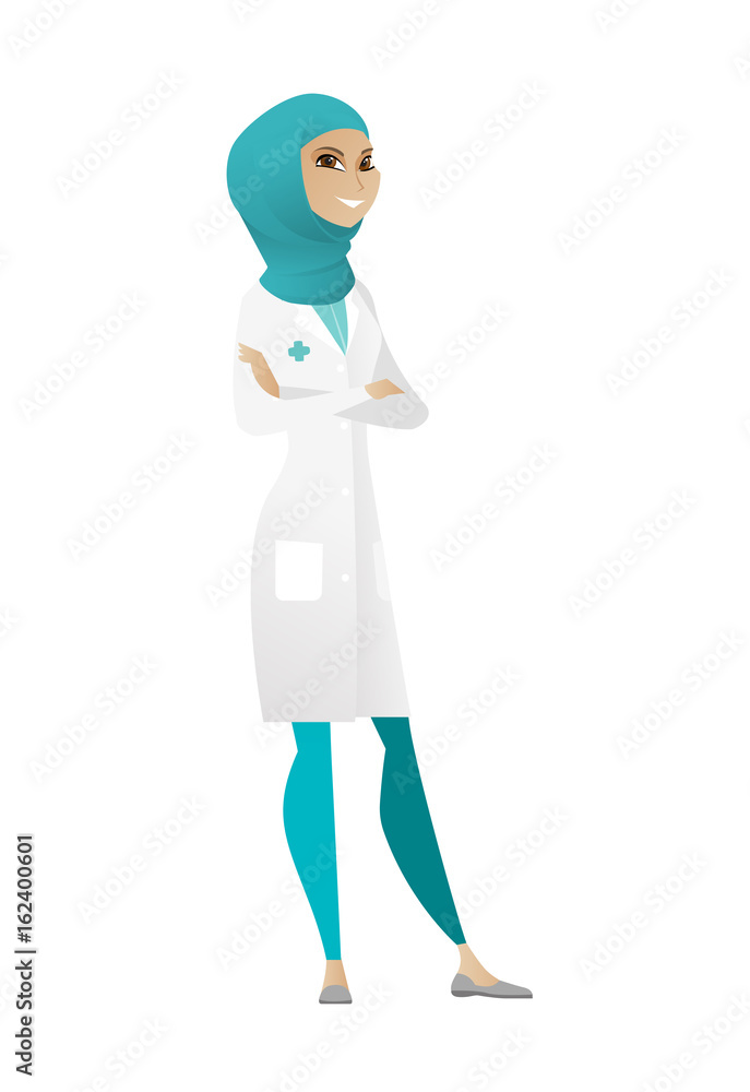 Young muslim confident doctor with folded arms. Young muslim confident doctor with folded arms.