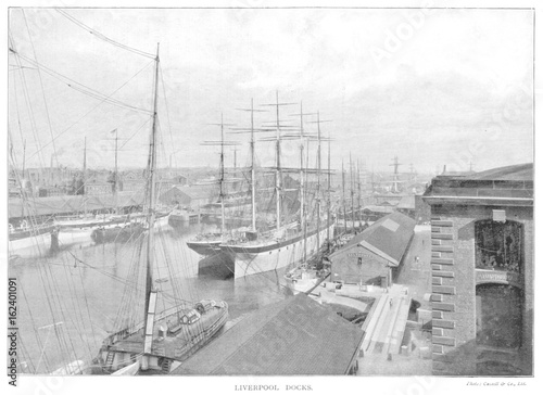 Fototapet Liverpool Docks - 1902. Date: 1902