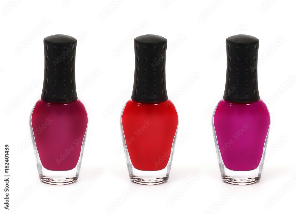 Nail polishes bottles isolated on white Nail polishes bottles isolated on white