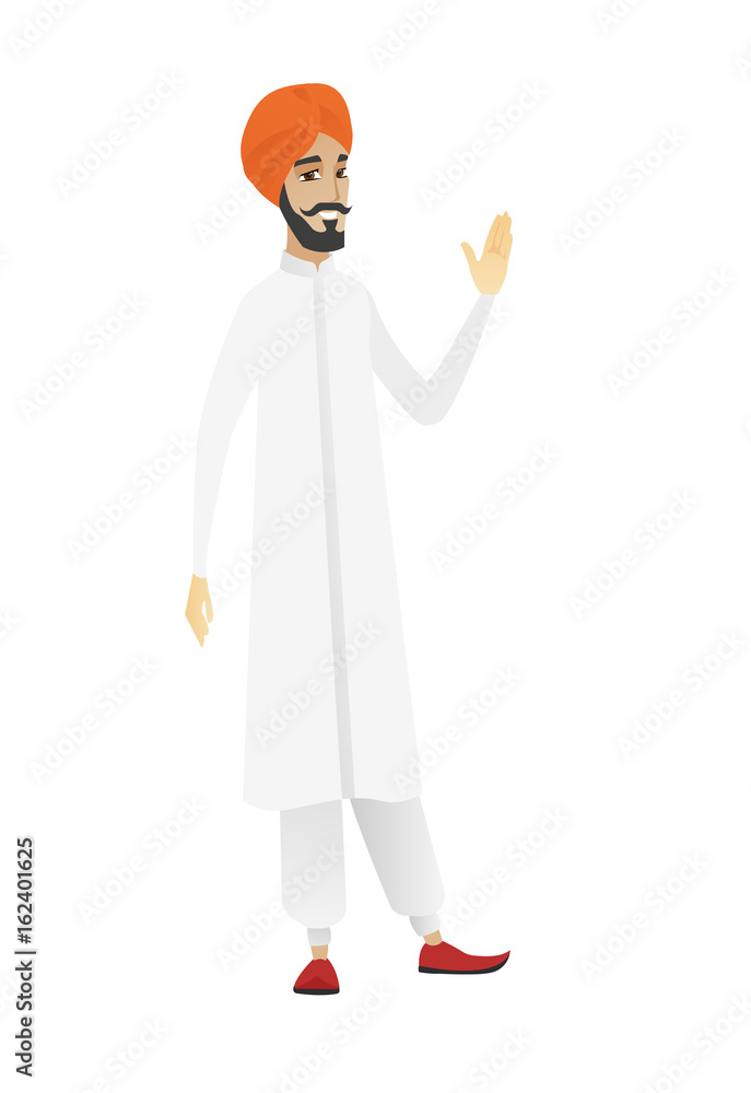 Young hindu businessman waving his hand. Young hindu businessman waving his hand.