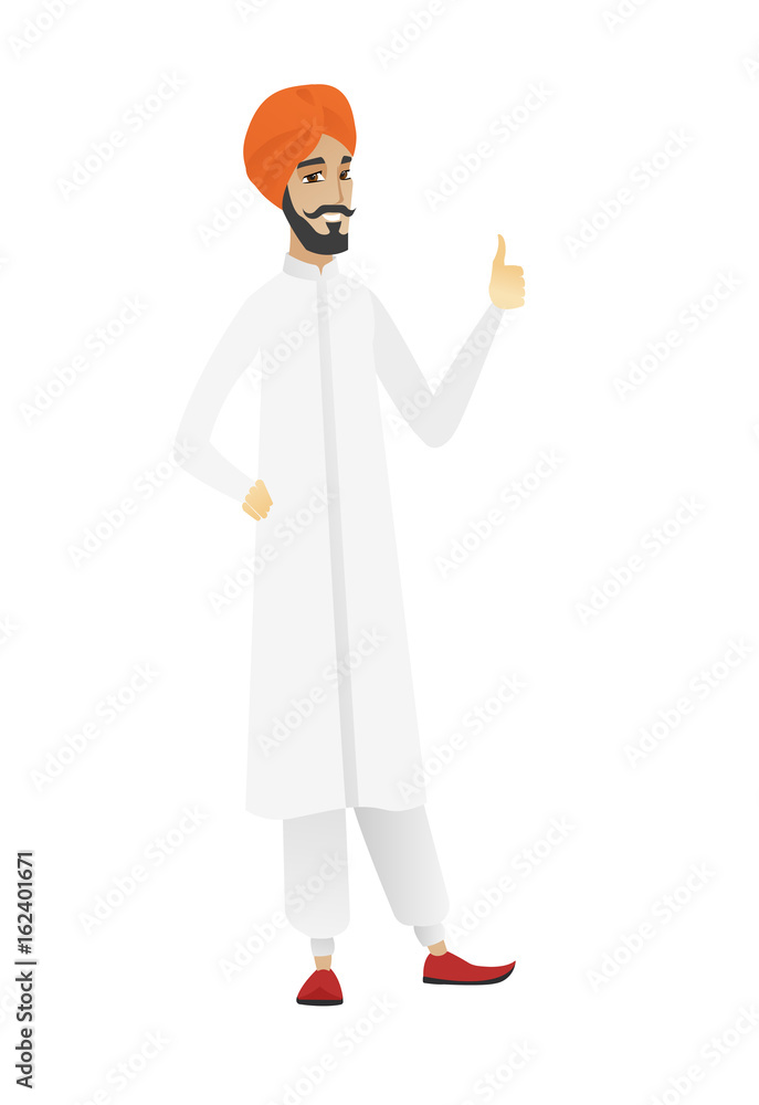 Young hindu businessman giving thumb up.