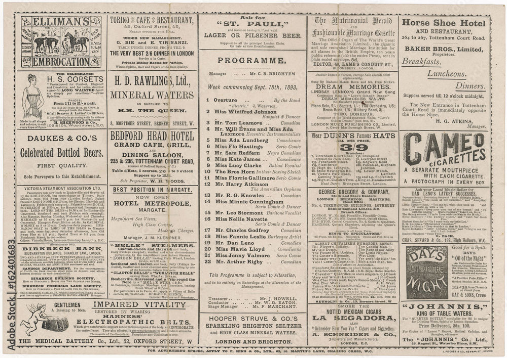 Obraz premium Oxford Music Hall - 1893. Date: September 1893