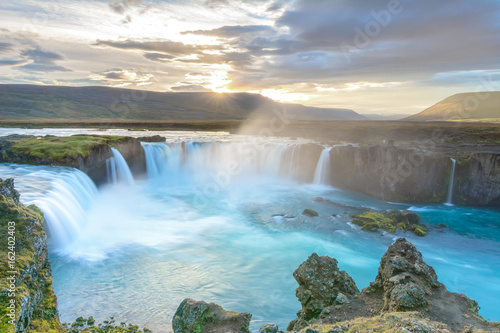 View of amazing Godafoss waterfall in Iceland