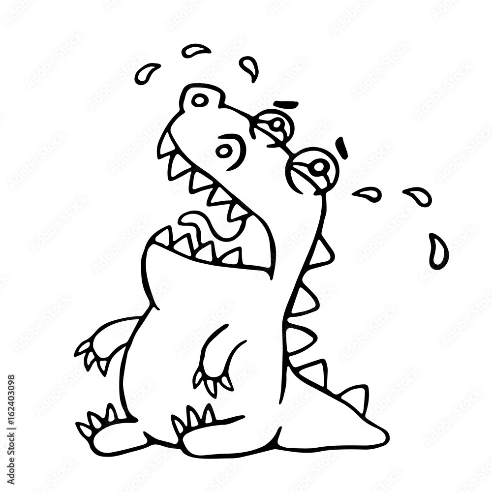 Cute crying dragon. Vector illustration. Cute crying dragon. Vector illustration.