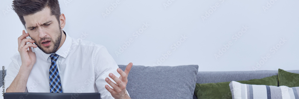 Home with working man