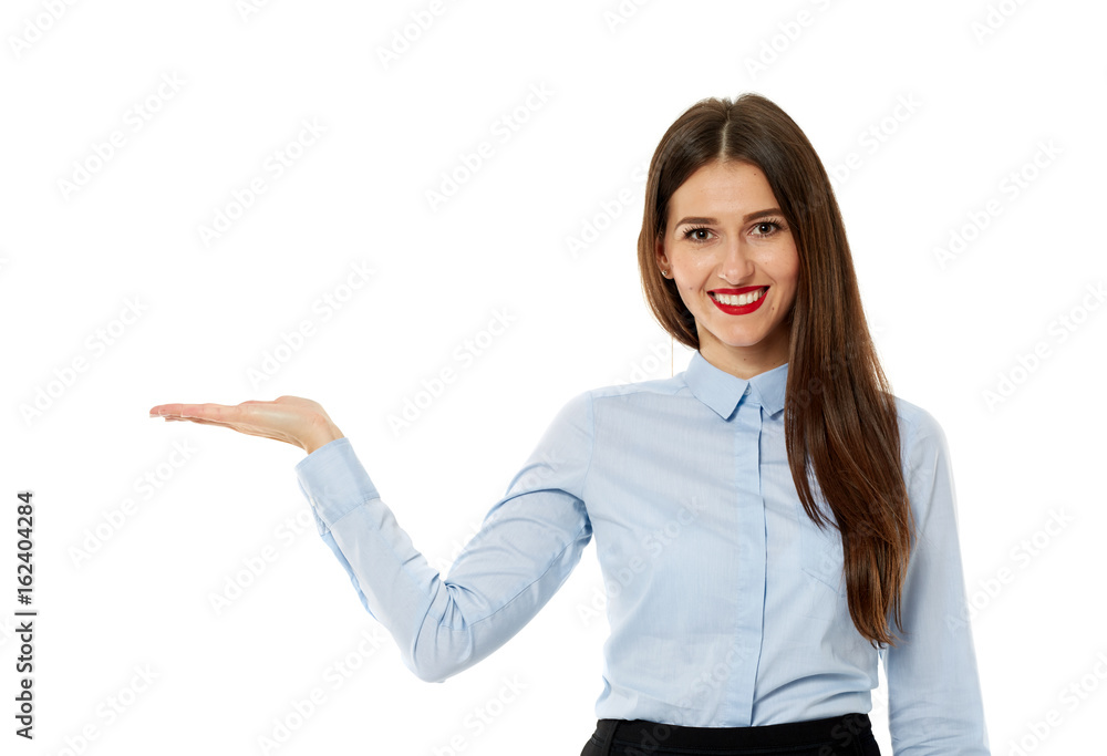 Businesswoman presenting a product Businesswoman presenting a product