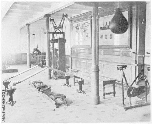 Titanic - Gymnasium. Date: 1912 photo