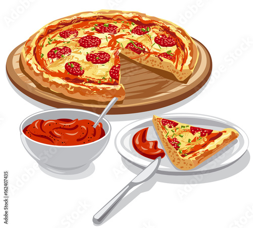  pizza with tomato sauce