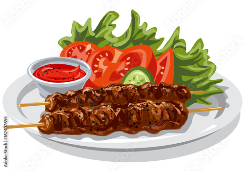 grilled hot kebabs