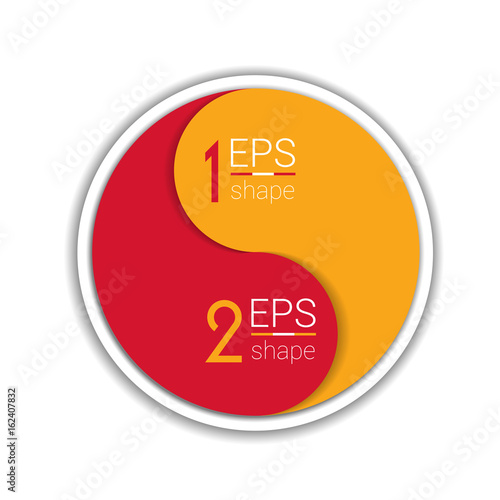 Two element circle infographic chart. Ying Yang infographic template. Two in one.