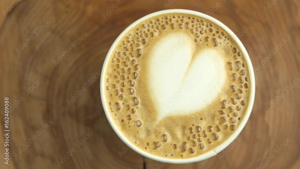 Heart latte art top view. Coffee with bubbles. Heart latte art top view. Coffee with bubbles.