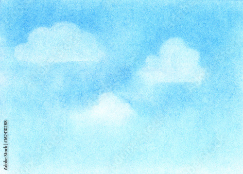 Dry pastel drawn blue sky background
