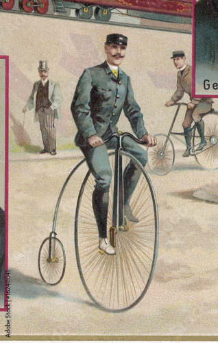 Fotografie Penny Farthing Colour. Date: circa 1880