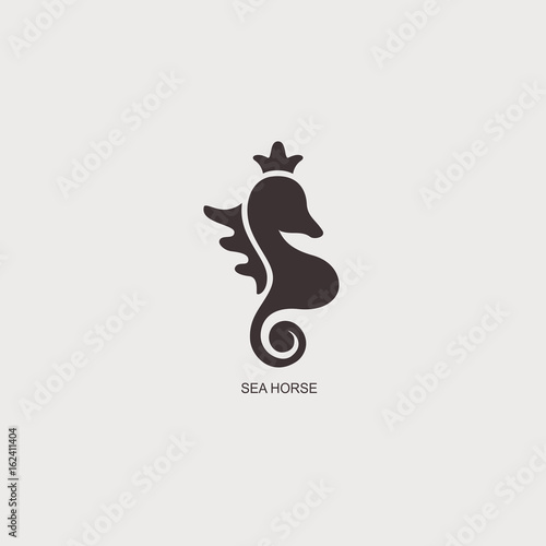 Wallpaper Mural Stylized graphic Seahorse. Silhouette illustration of sea life. Sketch for tattoo on isolated white background. Vector flat logo icon Torontodigital.ca
