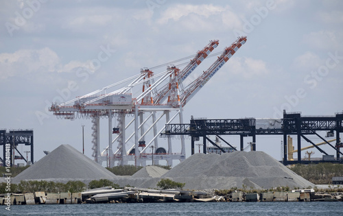 Port of Tampa Florida USA. Circa 2017. Container port gantries