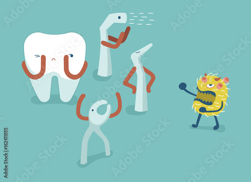 Fototapeta Naklejka Na Ścianę i Meble -  Equipment of dental fight bacteria for protect tooth,teeth and tooth concept of dental