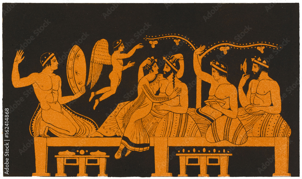 Fototapeta Greek Banquet Courtesan. Date: ancient