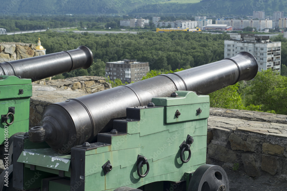 vintage cannon on the mountain