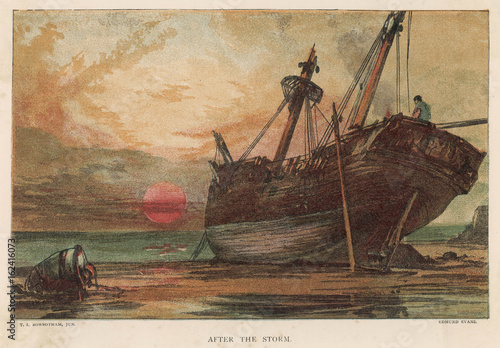 Fotografie After the Storm  Wreck. Date: 1871