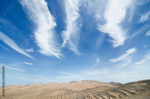 Blue cloudy sky and desert