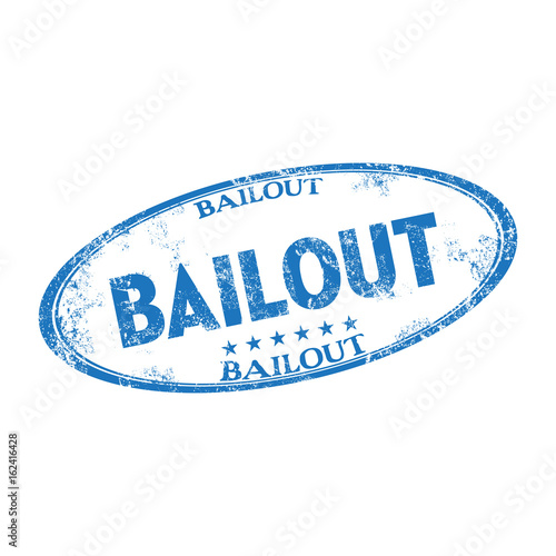 Blue grunge rubber stamp with the word bailout written inside the stamp