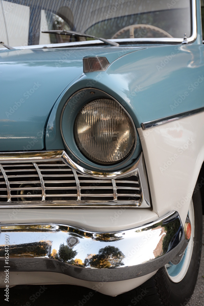 Headlight retro car close up