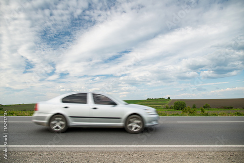 Driving a car on highway, motion blur