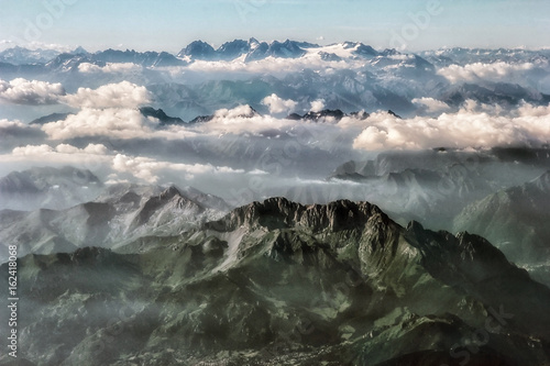 Alpine Mountain - aerial view background