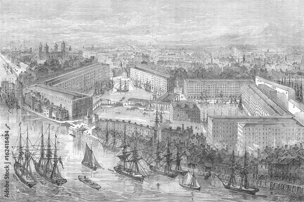 St Katherine's Dock - 1860. Date: circa 1860
