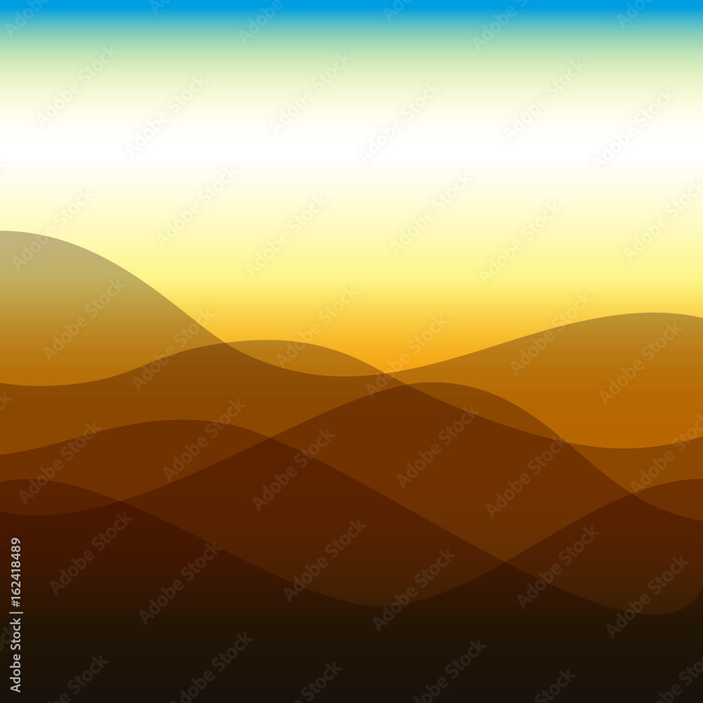 Flat design brown waves or hills on landscape Flat design brown waves or hills on landscape
