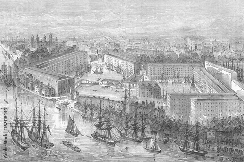 Photography St Katherine's Dock - 1860. Date: circa 1860