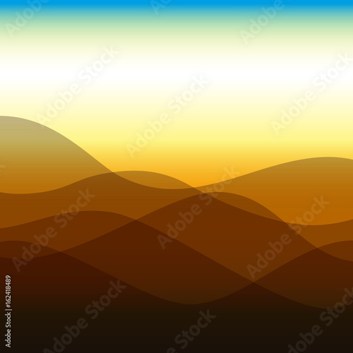 Flat design brown waves or hills on landscape