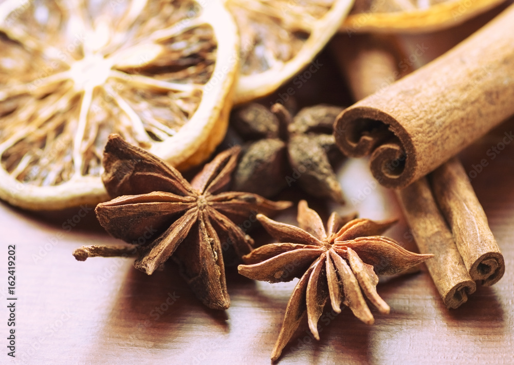 Cinnamon Orange star Anise star anise Food Cinnamon Orange star Anise star anise Food