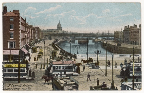 Photography O'Connell Bridge - Dublin. Date: 1906
