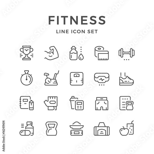 Set line icons of fitness