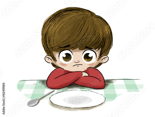 Canvastavla Niño triste sin comida