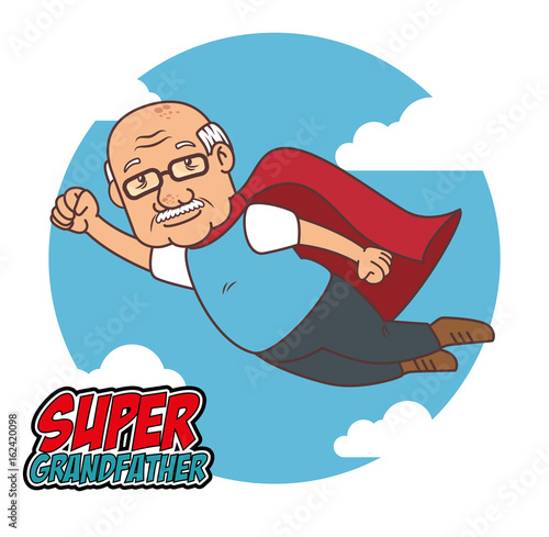 Super grandfather cartoon vector illustration graphic design