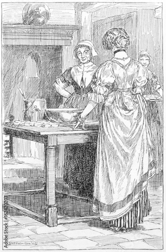 Cook preparing mince pies for Christmas. Date: 17th century