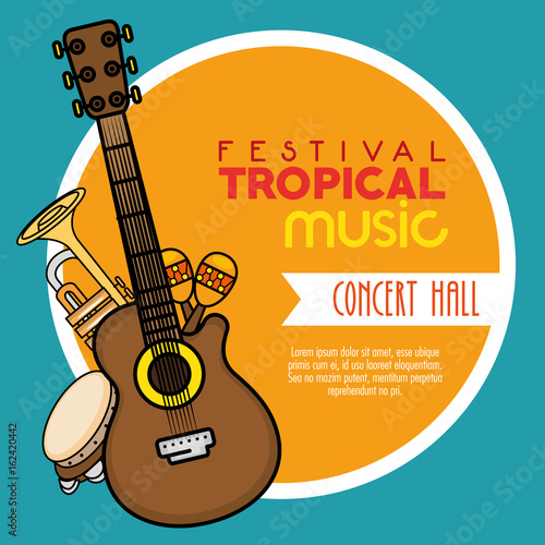 poster festival tropical music in a concert hall vector illustration graphic design
