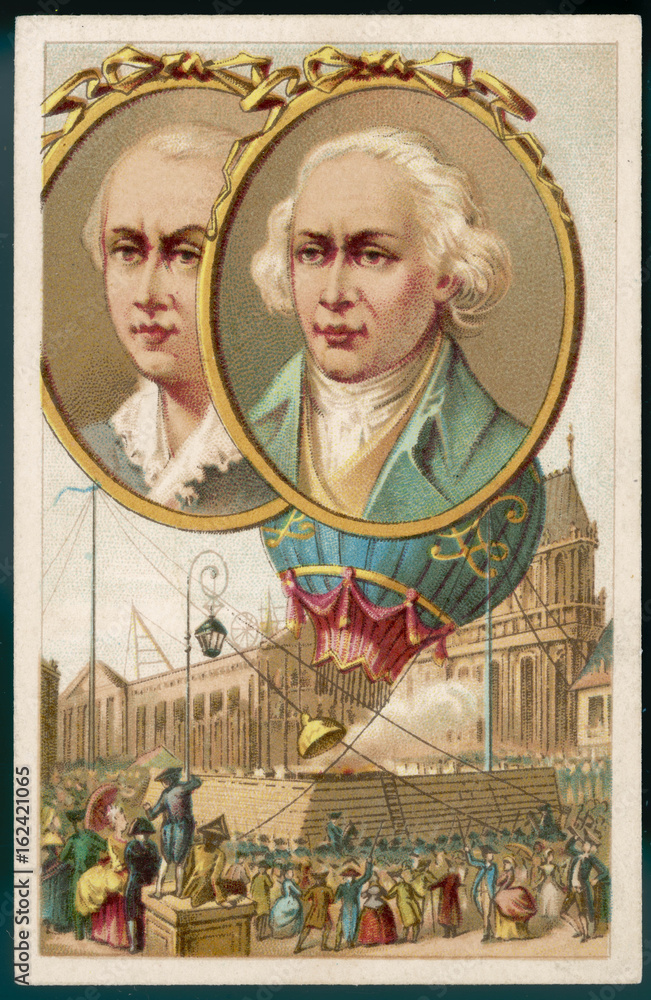 Fototapeta premium Montgolfier Brothers. Date: 1780s