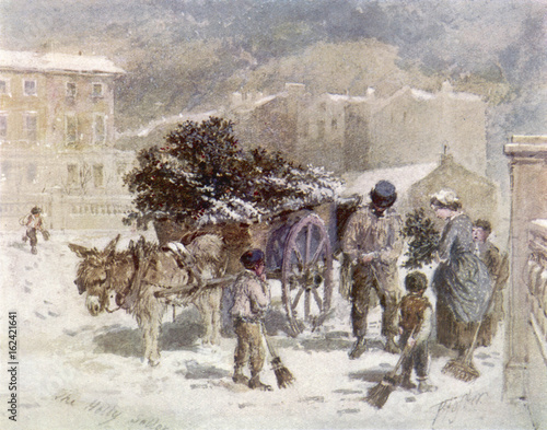 Christmas decorations: the holly cart  1848.. Date: 1848