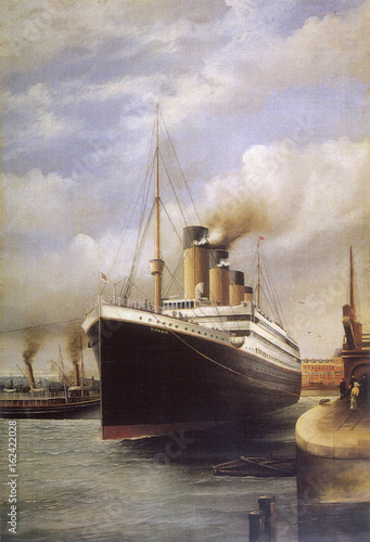 Canvas Print RMS Titanic docked. Date: 1912
