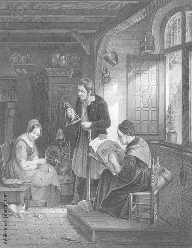 Lace Making - Flanders. Date: 19th century