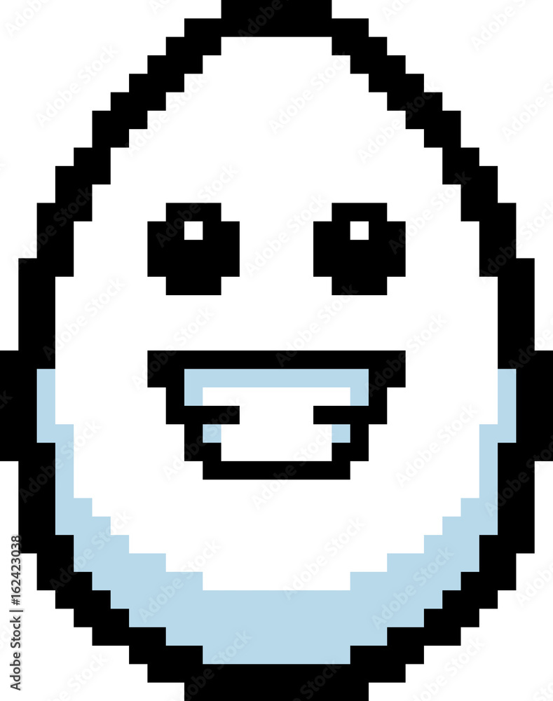 Smiling 8-Bit Cartoon Egg Smiling 8-Bit Cartoon Egg