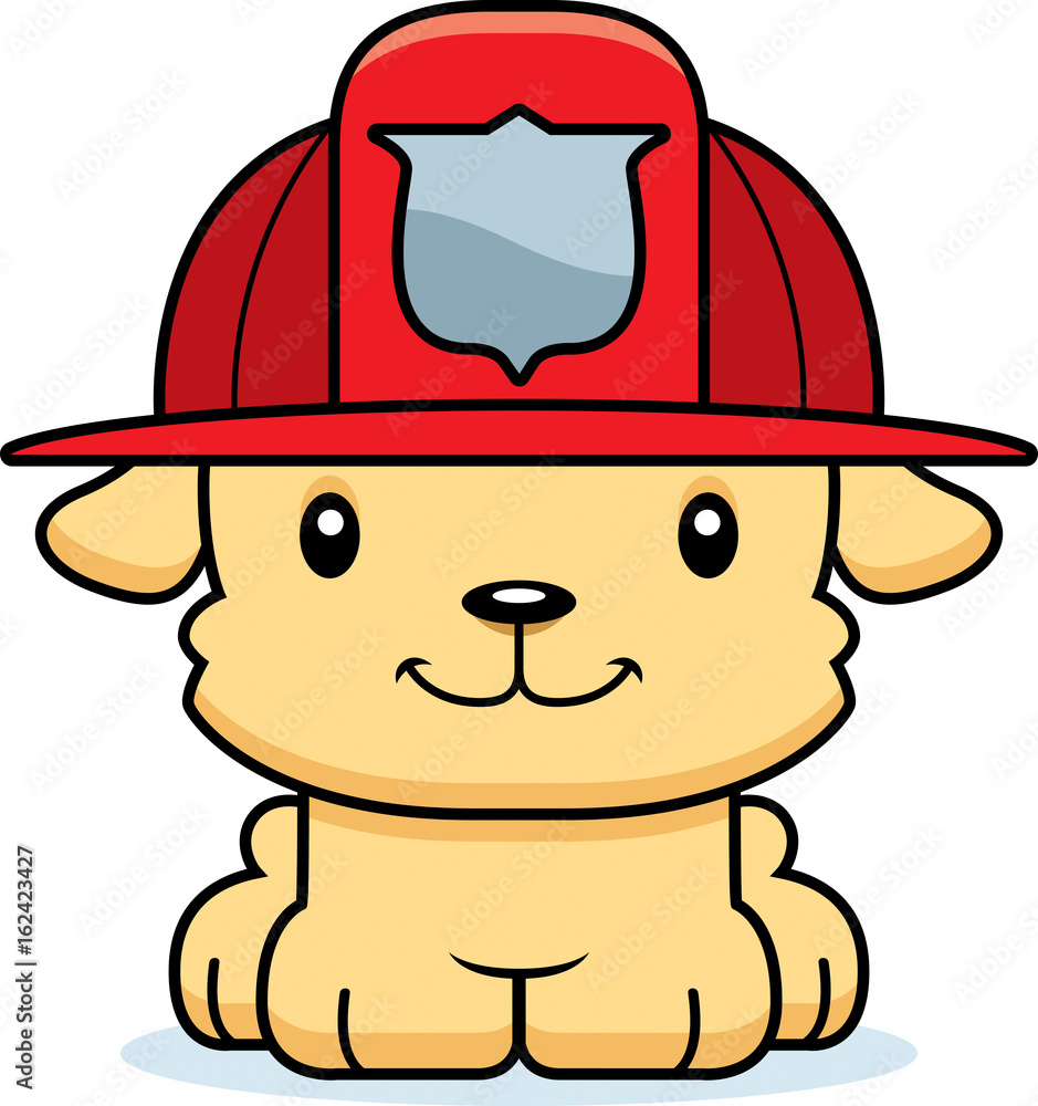 Cartoon Smiling Firefighter Puppy Cartoon Smiling Firefighter Puppy