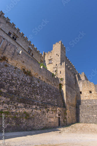 Walls of the Palace of the Grand Master of the Knights of Rhodes (Kastello), a medieval castle in the city of Rhodes, on the island of Rhodes