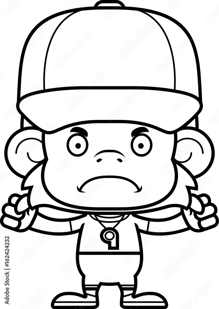 Cartoon Angry Coach Monkey