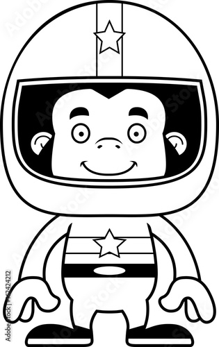 Cartoon Smiling Race Car Driver Gorilla